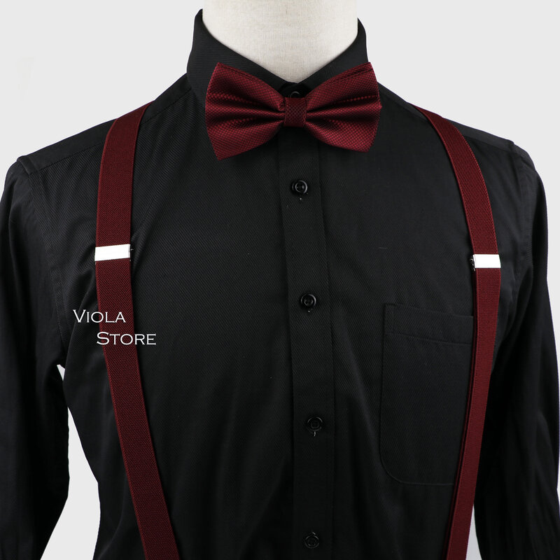 2ขนาดสีสันยืดหยุ่น Suspender Bow Tie Hankie ชุดผู้ชายเด็กงานแต่งงานรั้งสายรัดโพลีเอสเตอร์ Cravat ของขวัญอุปกรณ์เสริม