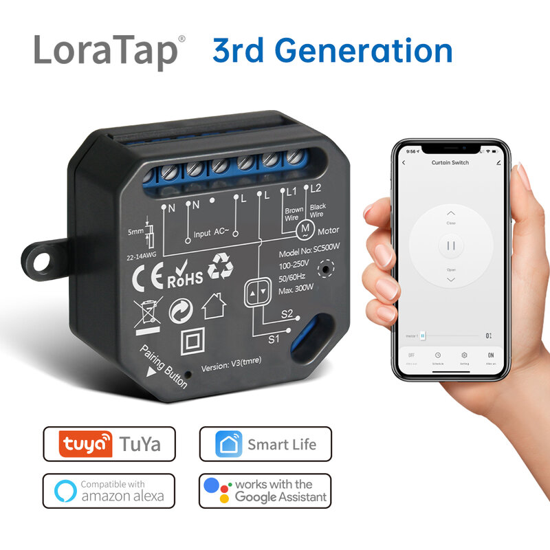 LoraTap-Módulo de relé para persianas enrollables, interruptor de cortina inteligente con WiFi, Tuya, Google Home, Alexa, Control por voz, nueva versión