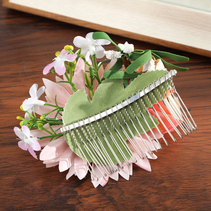 Molanes bohemios-peines para el pelo para novias, horquillas florales para el pelo, accesorios para el cabello, peines verdes para boda
