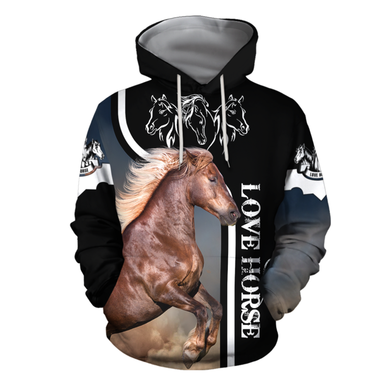Beautiful Love Horse 22 styles 3D Printed Mens Hoodies Streetwear Autumn Hooded Sweatshirt Unisex Casual Jacket Tracksuit DW0178