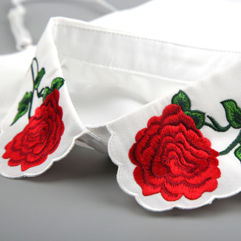 Fashion embroidered fake collar female lapel shirt collar chiffon shirt collar decorative collar Korean version