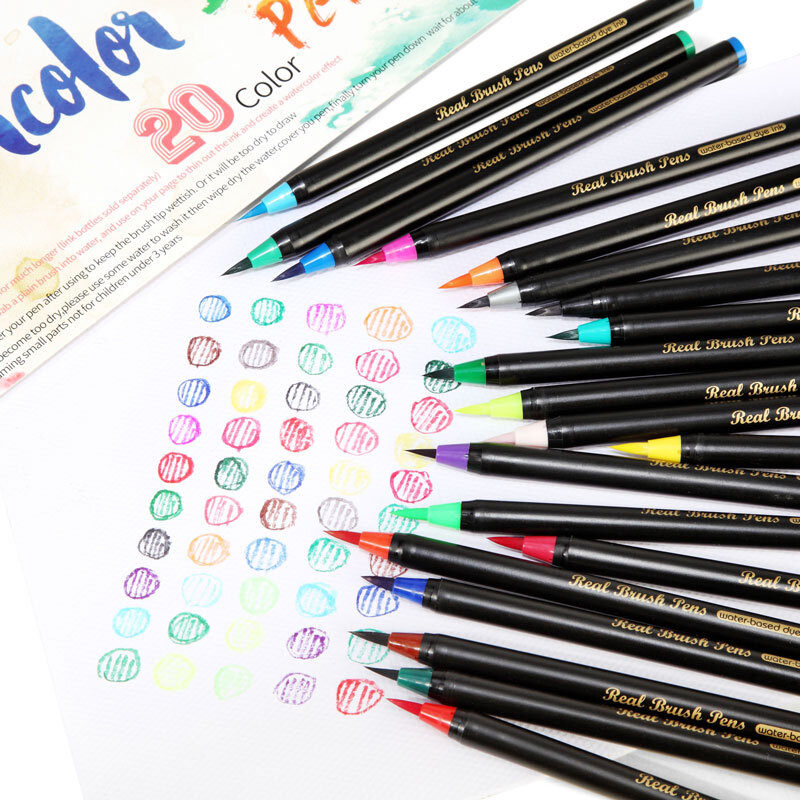 Rotuladores de acuarela de 72 colores, rotuladores artísticos para dibujar libros para colorear Manga, caligrafía, suministros de pintura escolar, papelería