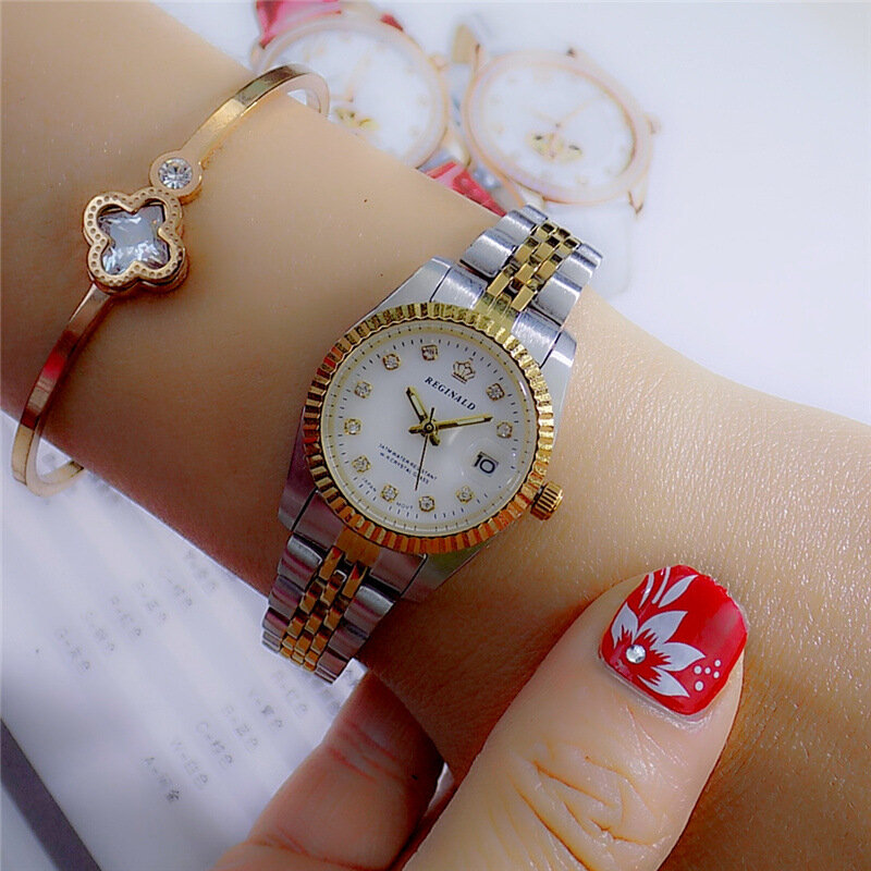 REGINALD – montres à Quartz en acier inoxydable pour femmes, montre-bracelet de luxe décontracté, mode Couple, cadeaux