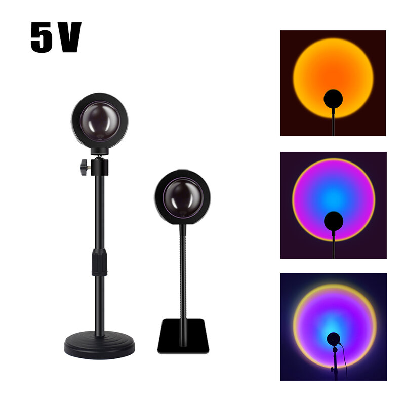 DC5V Sunset Lamp Rainbow Sunset Projection Lamp USB Atmosphere Night Lights Background Wall Decoration Lamp for home Bedroom