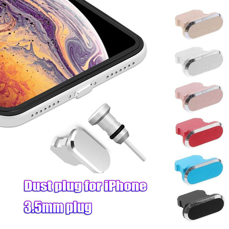 Cover Metal Anti Dust Charger Dock Plug 3.5mm Jack Port Plug Stopper Cap Cover for iPhone 11 X XR Max 8 7 6S Plus Anti Dust Plug