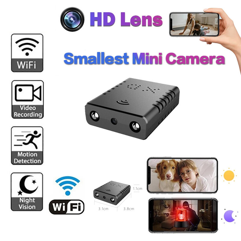 Миниатюрная мини-видеокамера, HD 1080P, Wi-Fi, XD, функция ночного видения, с датчиком движения, DV DVR, поддержка TF