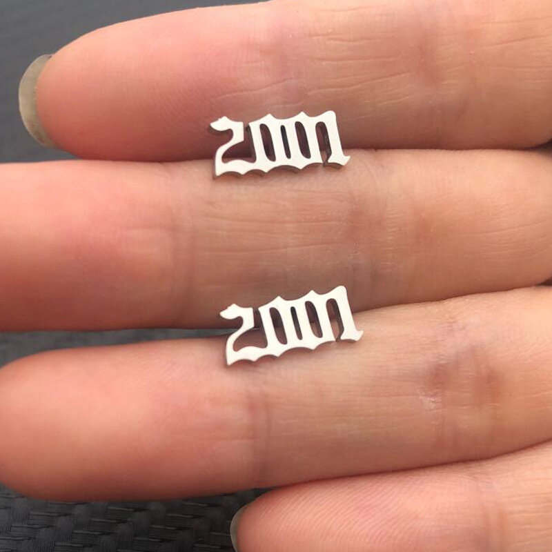 Jujie moda anos brincos de aço inoxidável para mulheres 2020 coreano número brinco jóias atacado/dropshipping