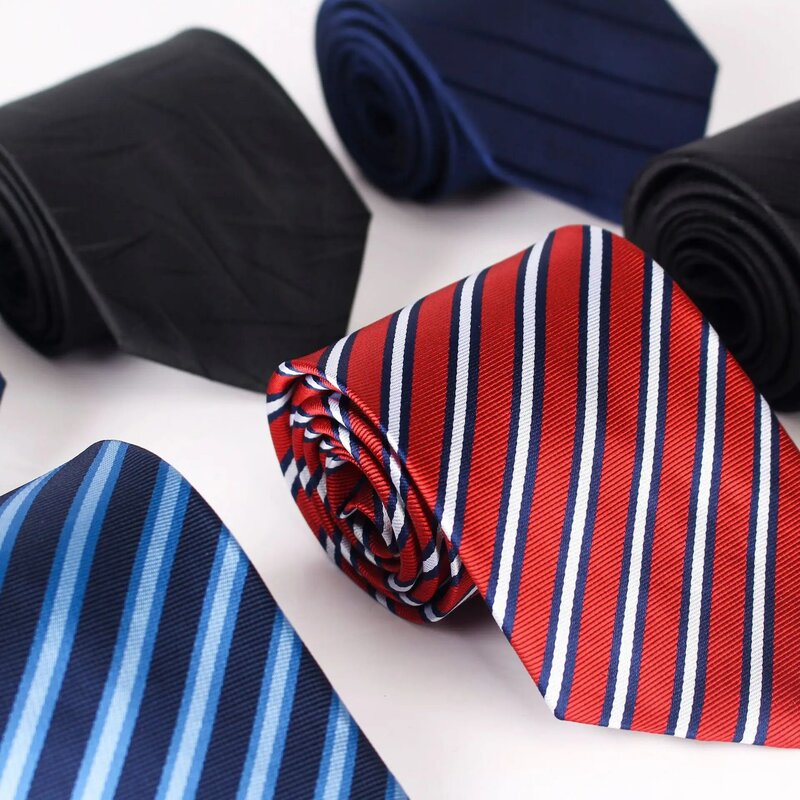 Corbata clásica azul negro rojo para hombre, corbata Formal de negocios para boda, corbatas de cuello a cuadros a rayas de 8cm, accesorios para camisa y vestido de moda