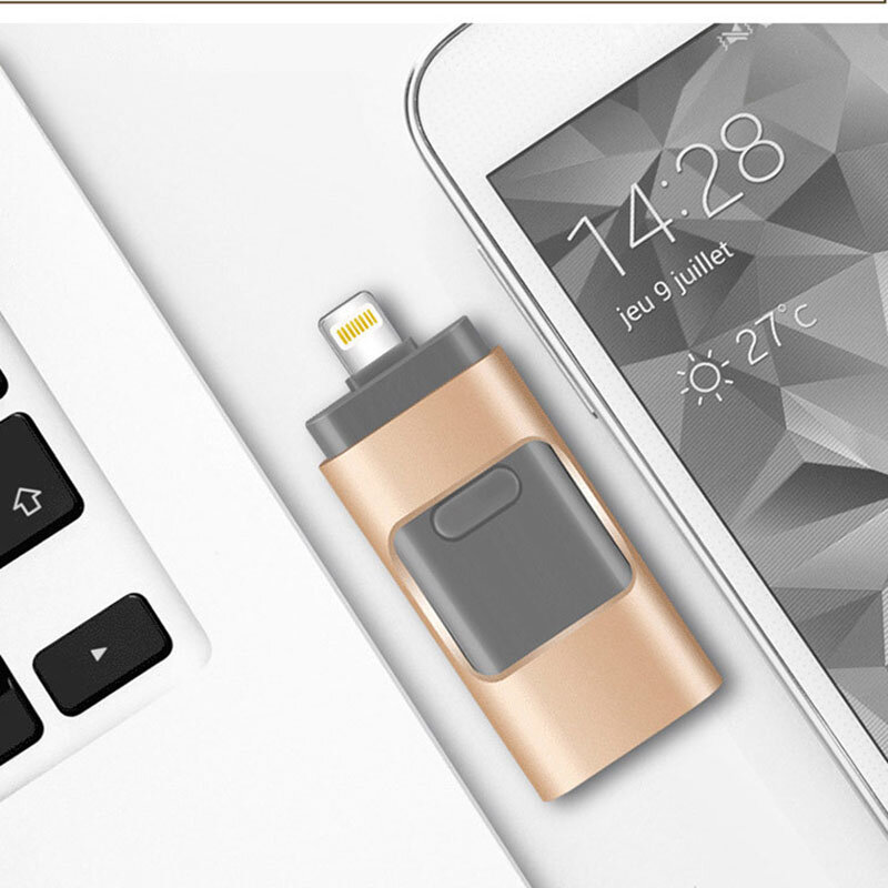 USB แฟลชไดรฟ์2TB iPhone/IOS/Apple/iPad/Android และ PC 512GB Lightning OTG ไดรฟ์3.0 USB Memory Stick 1TB