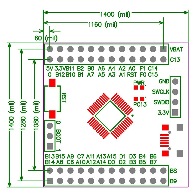 Stm32g071 placa de núcleo stm32g071cbt6 sistema mínimo Cortex-M0 novo produto g0 placa desenvolvimento usb
