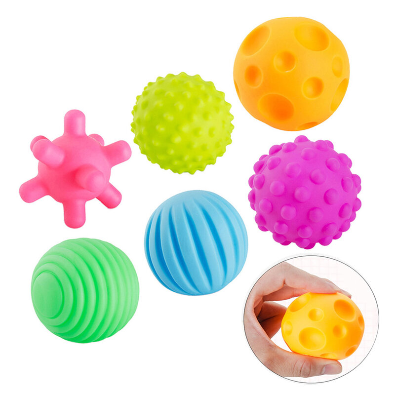 Bolas de mano texturizadas para niños, juguetes sensoriales coloridos, habilidades de agarre, tacto sensorial, regalos infantiles, 6 piezas