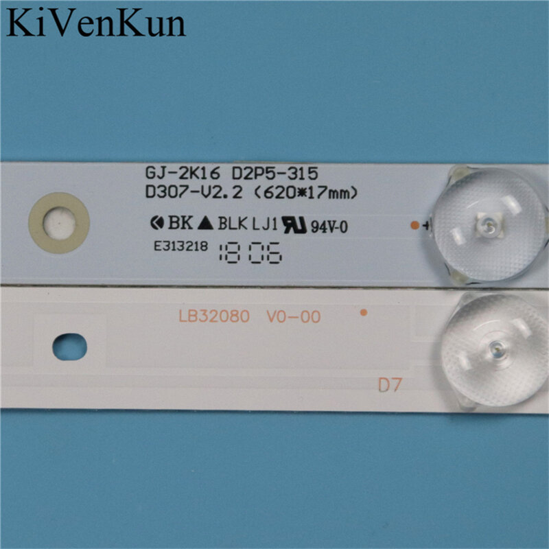 7 lâmpada 620 mm led backlight tiras para philips 32pht4131/12 barras kit tv led linha banda hd lente GJ-2K16 D2P5-315 D307-V2.2 lb32080