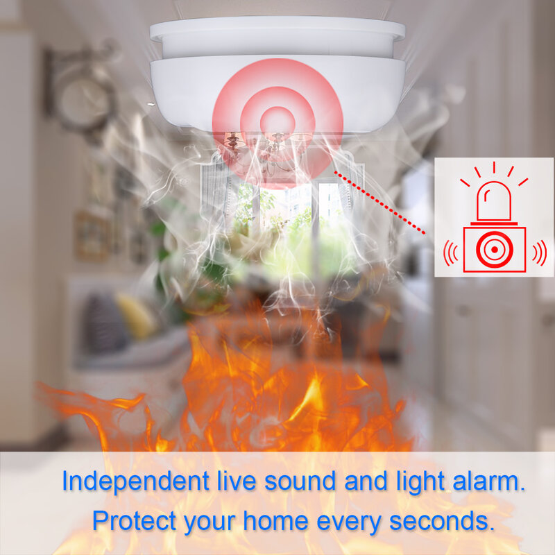 MULO Portable Smoke Detector Fire Safety for Home Hotel School Independent Fire Smoke Sensor Security Alarm Fire Equipment