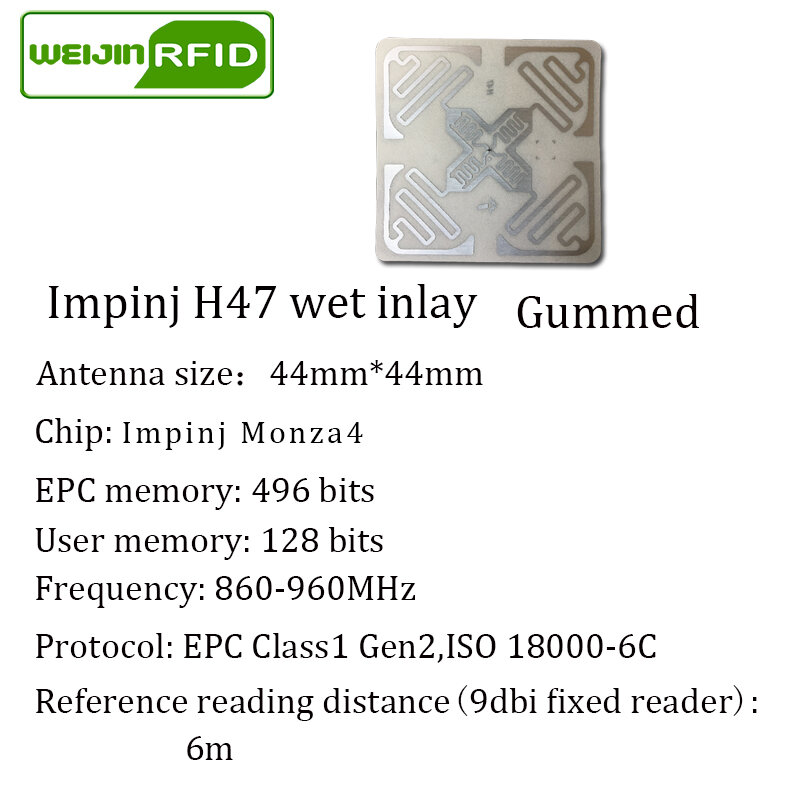 UHF RFID علامة ملصقا Impinj H47 الرطب ترصيع 915mhz 900 868mhz 860-960MHZ EPCC1G2 6C الذكية لاصق السلبي RFID الكلمات التسمية