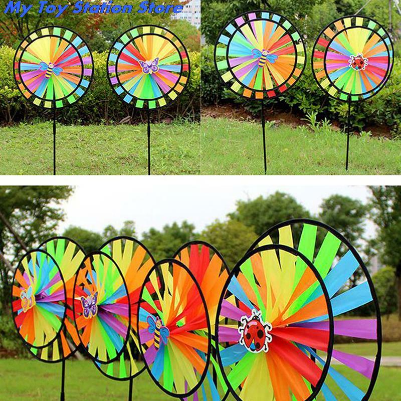 الملونة البوليستر عجلة طاحونة للأطفال الأنشطة في الهواء الطلق وحديقة الديكور الاطفال لعبة الطاحونة الهوائية