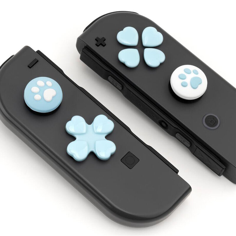 D-pad Botón de dirección cruzada ABXY Key Sticker Joystick Thumb Stick Grip Cap Cover para Nintendo Switch Oled NS Joy-con Skin Case