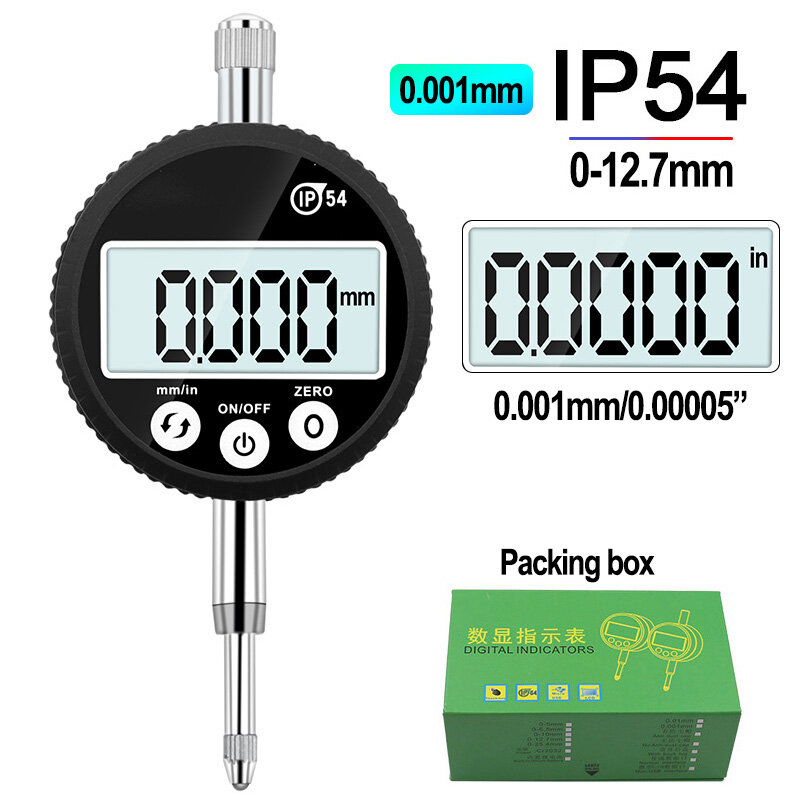 IP54 Tahan Air Digital Indikator 0-12.7 Mm 0.001 Mm 0.00005 "Elektronik Micrometer Metrik Inch Dial Indicator Gauge