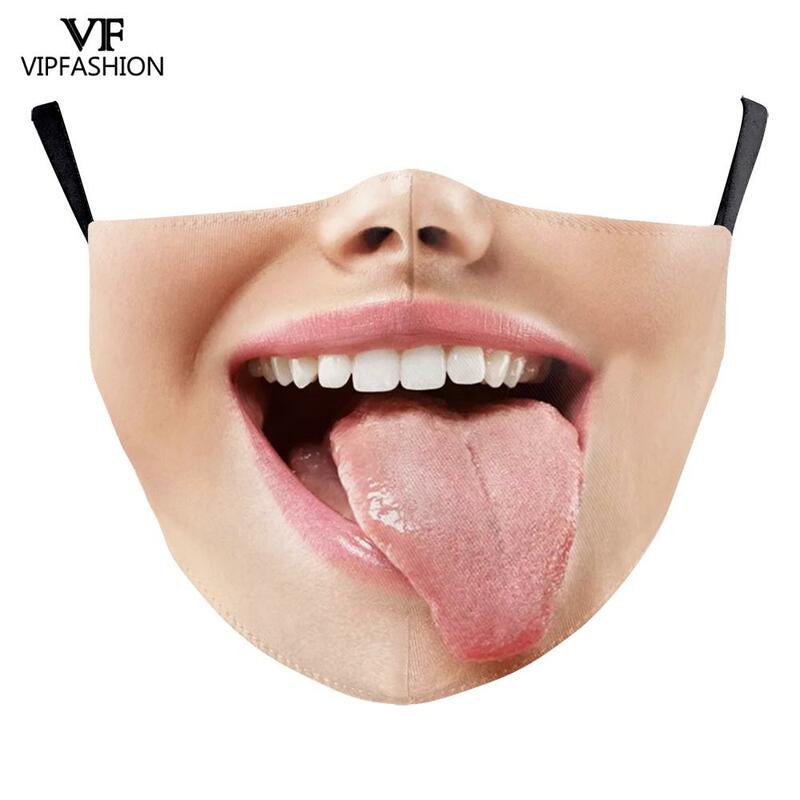 VIP FASHION – masque facial Cosplay pour adultes et enfants, à la mode, motif à grande bouche, lavable et réutilisable, livraison directe