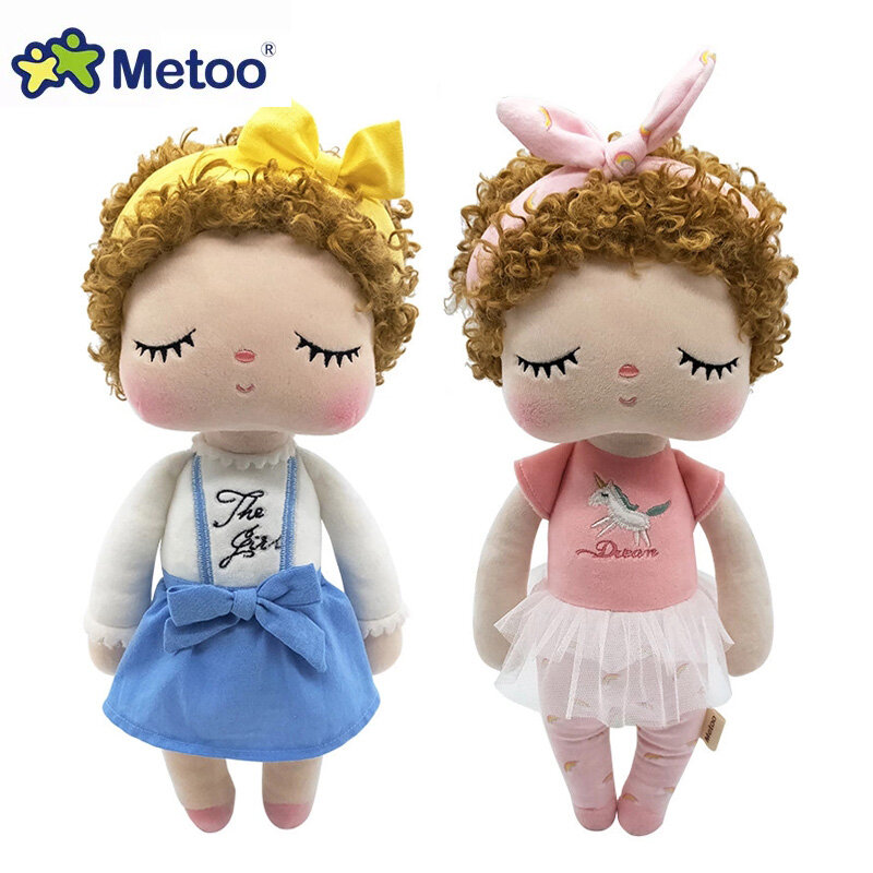Metoo-muñecos de peluche Angela Curls de 34cm para niños, animales de peluche, conejo de dibujos animados, muñeca suave para niñas, regalos para bebés