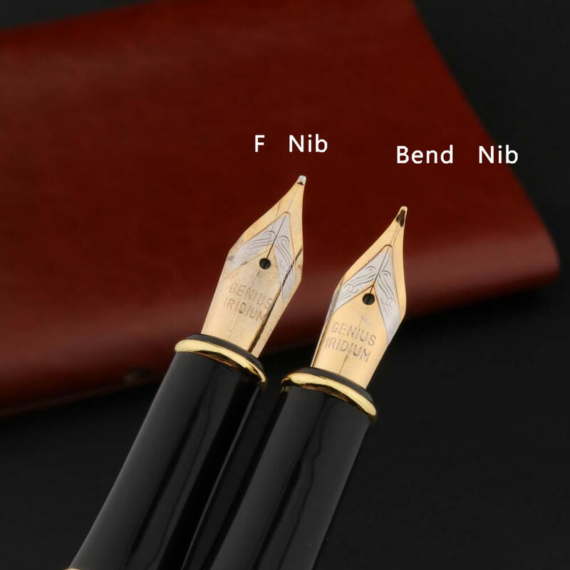 Penna stilografica in metallo 388 di alta qualità Business nero dorato studente cancelleria forniture scolastiche per ufficio penne a inchiostro regalo