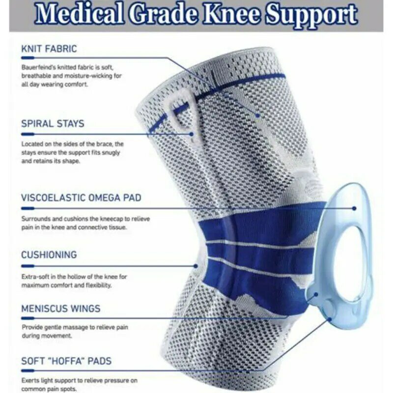 Full Knee Brace Strap Patella Medial Support Strong Meniscus Compression Protection Running Basket Stabilizer Gym Sports Pads