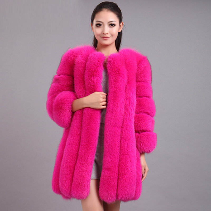 HJQJLJLS 2022 Mantel Bulu Buatan Panjang Wanita Mode Baru Musim Dingin Mantel Bulu Bulu Halus Wanita Jaket Bulu Buatan Berbulu Tebal Hangat Musim Dingin
