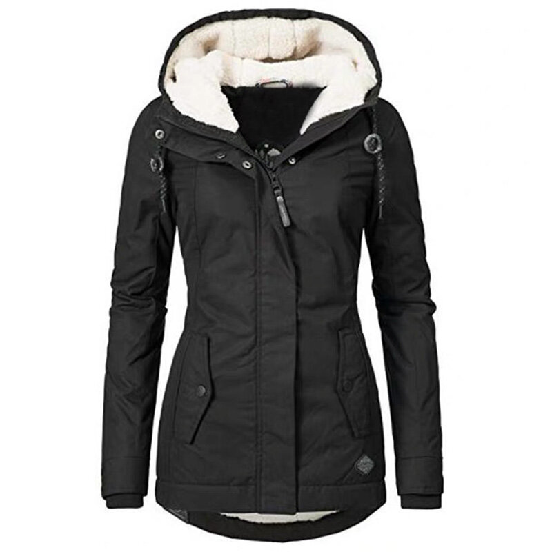 Куртка женская зимняя парка; Куртка Толстая Толстовка с капюшоном из хлопка; Женские теплые пальто с защитой от ветра верхняя одежда на молнии с карманами, на завязках, верхняя одежда