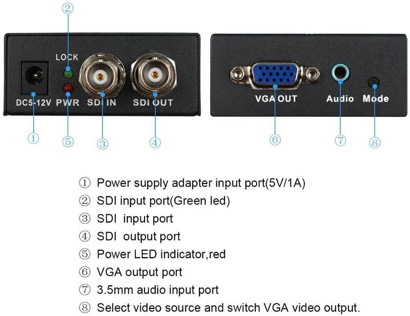 1080P SDI (SD /HD /3G SDI) إشارة إلى VGA إشارة SDI إلى VGA Sdi فيديو بي ان سي تحويل محول