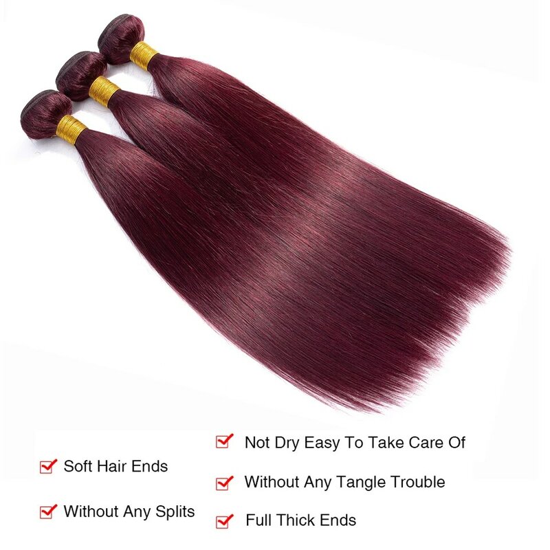 Miss Rola Brazilian Straight Human Hair Weaving 1/3/4 Bundles 27# Blonde 99J BUG Ombre Remy Hair Extensions Double Wefts