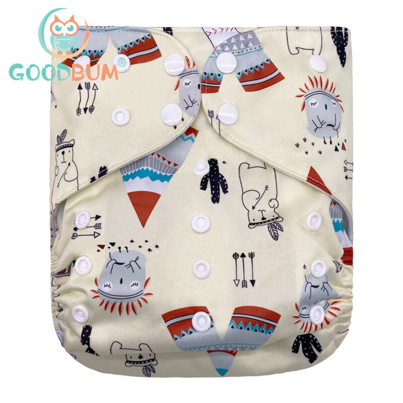 Goodbum Animal Tribe-pañal de tela ajustable lavable para bebé, doble fuelle, 8-25KG