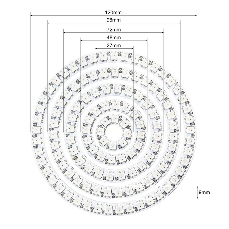 WS2812b anello Led indirizzabile 8/16/24/35/45Led 5050 RGB LED Diode ring colore IC Led incorporato