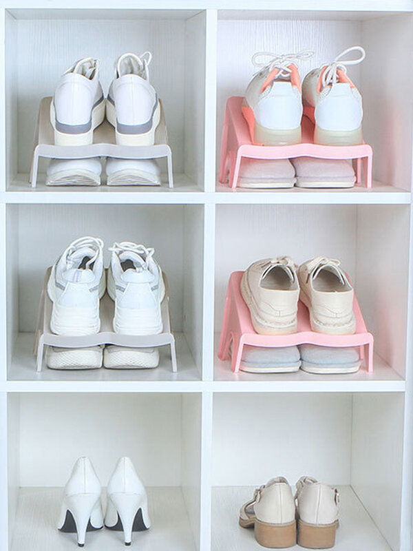 5 pçs cremalheiras de sapato duplo sala de estar conveniente sapatos de armazenamento rack armário organizador sapatos prateleira organizador zapatos