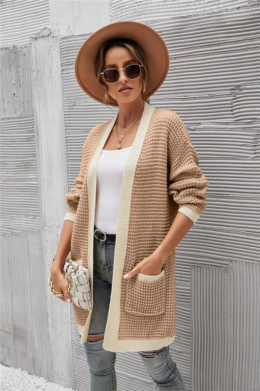Casual Long Knitted Cardigan Women Tops Mujer Vintage Loose Sweater Coat Solid Oversized Jumper Korean Fashion Clothes