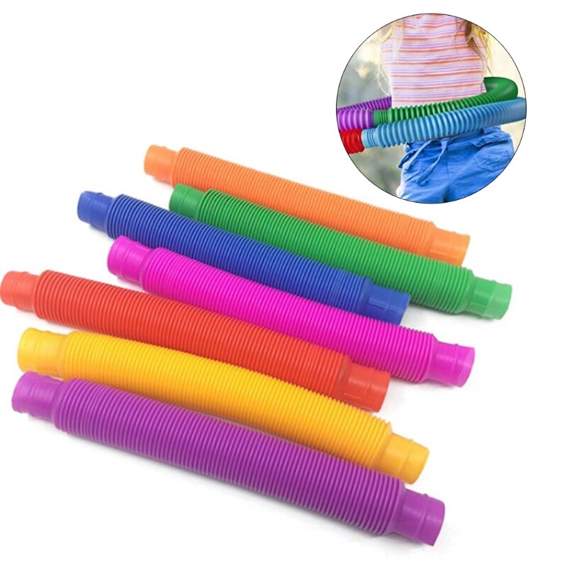 Разноцветная пластиковая попсовая трубка для игрушек, 4-8 шт., Детская творческая волшебная игрушка, Забавные Игрушки для раннего развития, развивающая складная игрушка