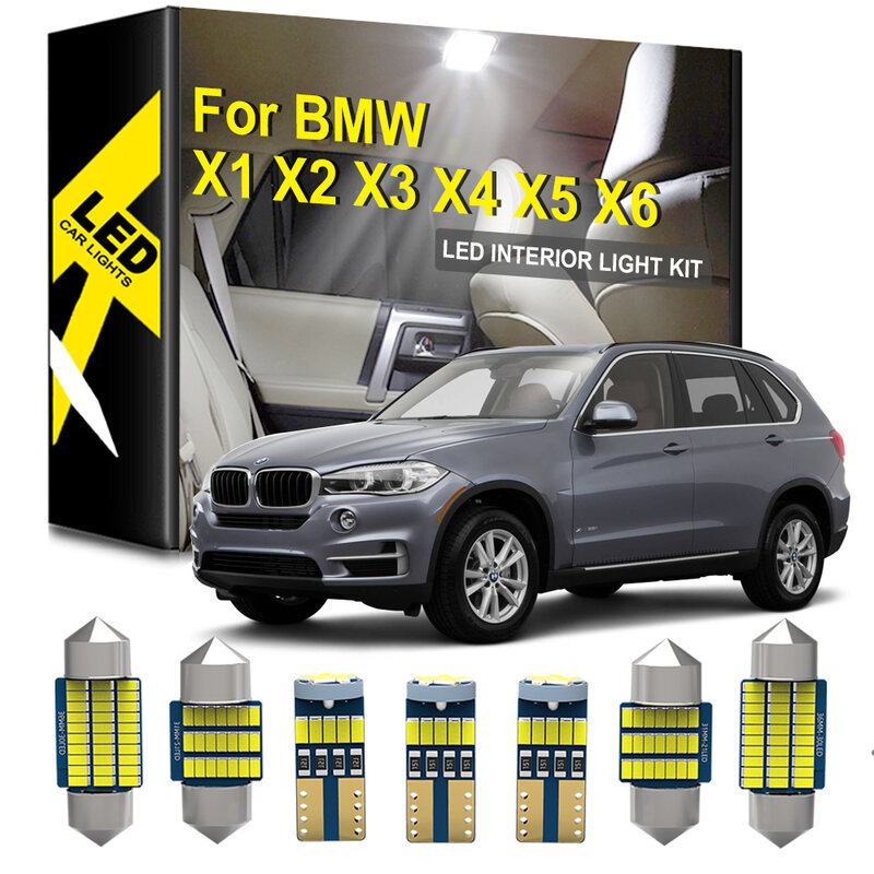 KAMMURI Branco Canbus Para BMW X1 E84 F48 X2 F39 X3 E83 F25 X4 F26 X5 E53 E70 F15 X6 E71 E72 LED Interior Luz Kit Pacote
