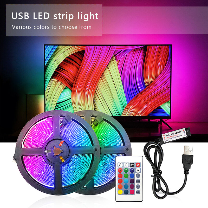Lâmpada USB de LED em tira 2835SMD DC5V, tira de luz de LED flexível para HDTV, TV, luz traseira para tela de desktop, tendência em iluminação 1M 2M 3M 4M 5M
