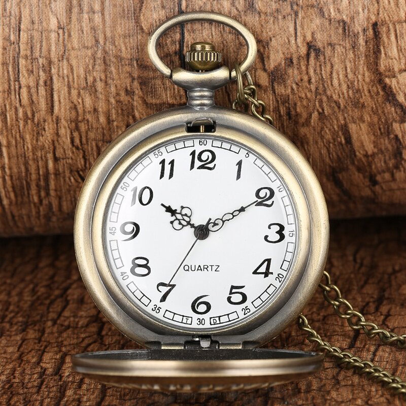 Reloj de bolsillo de cuarzo Supernatural para hombre y mujer, cadena con colgante, pentagrama hueco de bronce, regalos de cumpleaños