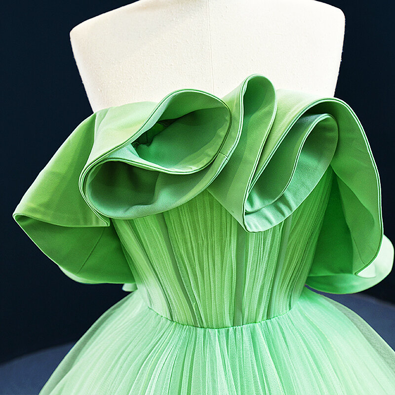 Великолепные пышные зеленые длинные тюлевые платья с оборками для беременных женщин индивидуальное изготовление сексуальные официальные платья для выпускного вечера Вечернее платье
