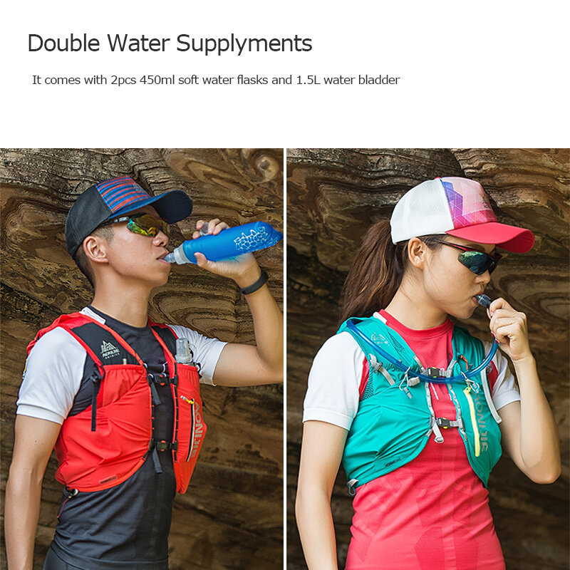 AONIJIE-Mochila de hidratación para deportistas, bolsa con frasco de vejiga de agua de 12L, suave, para senderismo o carreras de maratón, modelo C962