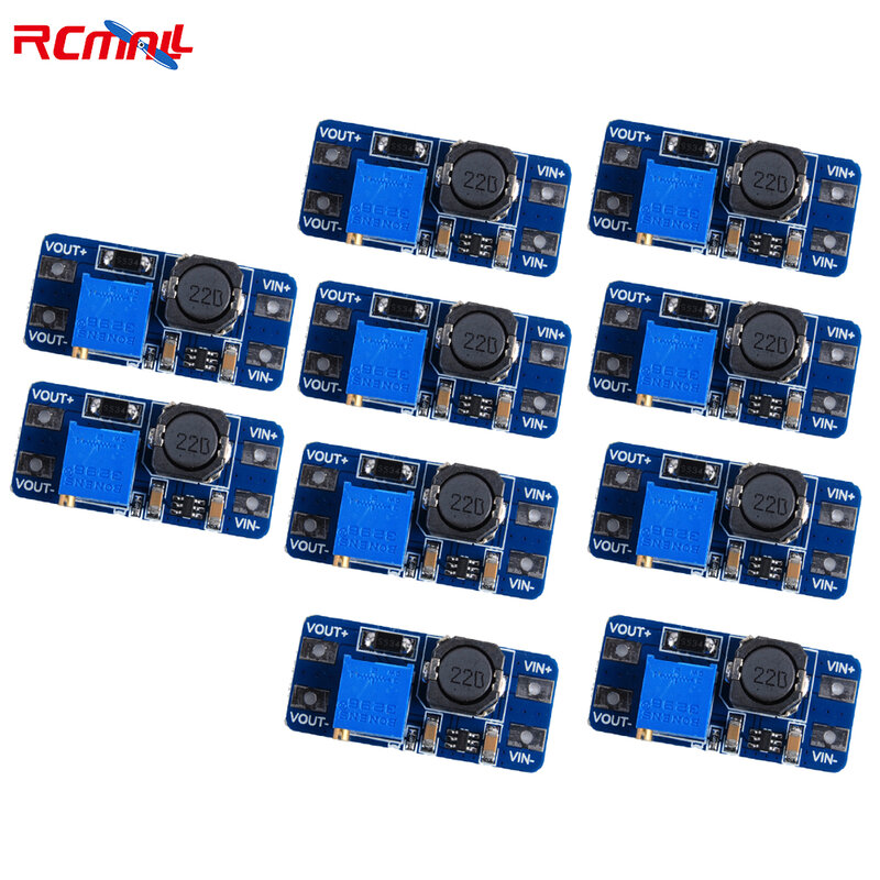 Rcmall 10Pcs MT3608 DC-DC Step Up Converter Booster Voedingsmodule Boost Step-Up Board Max Output 28V 2A Voor Arduino