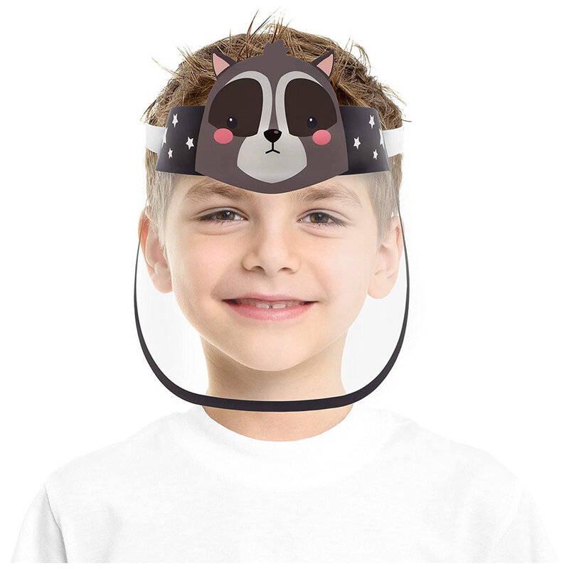Mascarilla facial de protección facial completa con dibujos animados para niños, máscara con visera protectora, antivaho, para la escuela