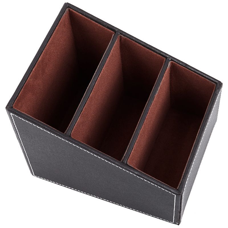 Boîte de rangement en cuir (marron), 1 pièce, organisateur de CD de télécommande, téléphone de bureau, boîte de rangement (marron)