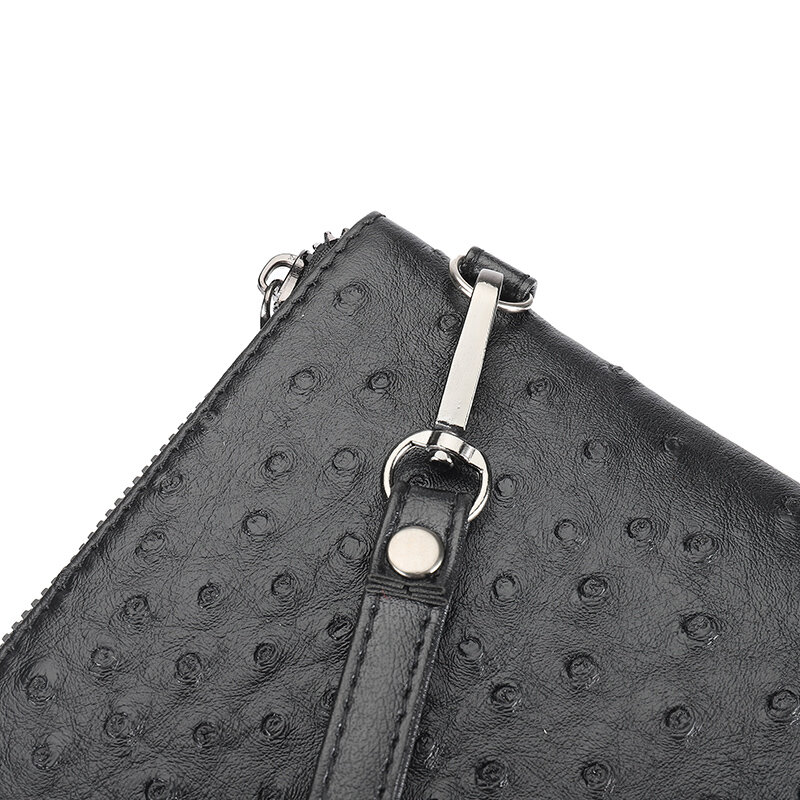 ​Soft Leather Ostrich Pattern Vintage Men Cardholder Case Male PU Leather Money Handbag High Quality Business Men Clutch Bag