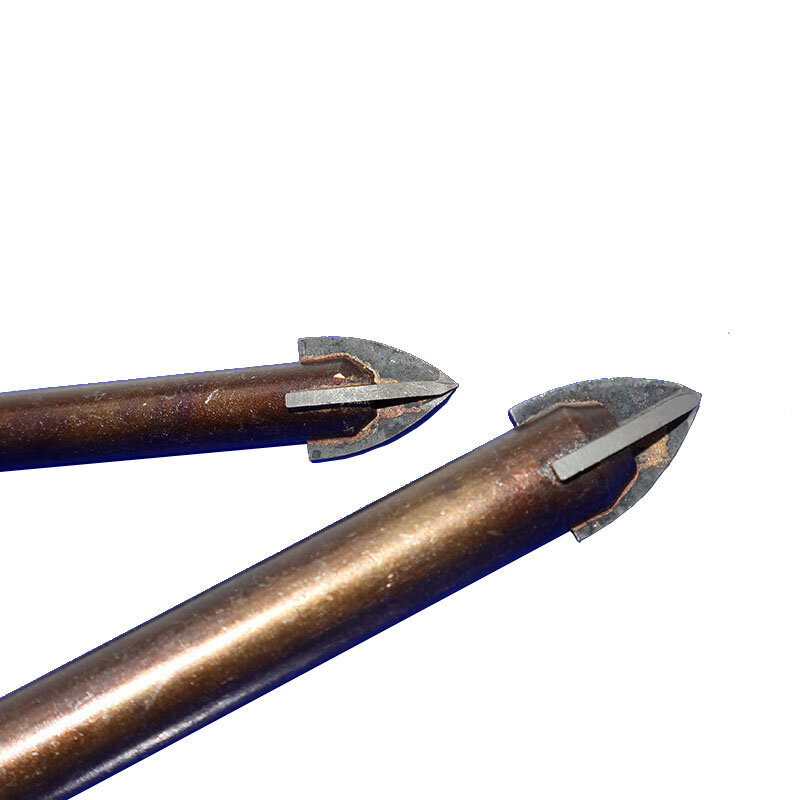 Mata Bor Kaca Tungsten Karbit 14/16Mm Set Ujung Karbit Aloi dengan 4 Ujung Potong Ubin & Ujung Tombak Silang Kaca Bor