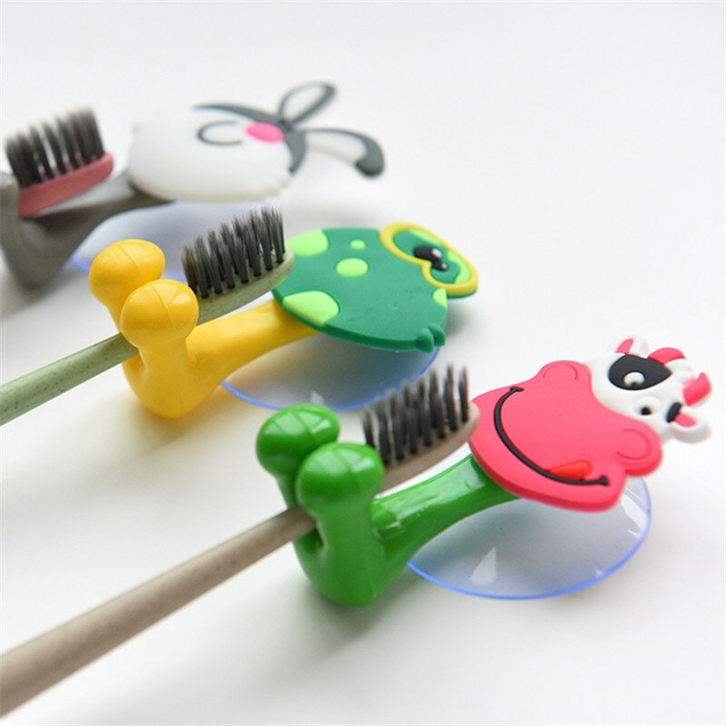 Настенный Антибактериальный стеллаж для хранения зубных щеток на присоске, мультяшный стиль, держатель для зубной щетки с животным
