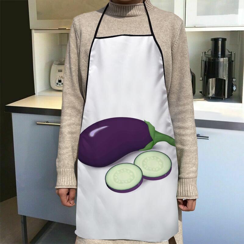 Novo vegetal roxo berinjela avental cozinha aventais para mulher oxford tecido limpeza pinafore casa cozinhar acessórios avental 0816