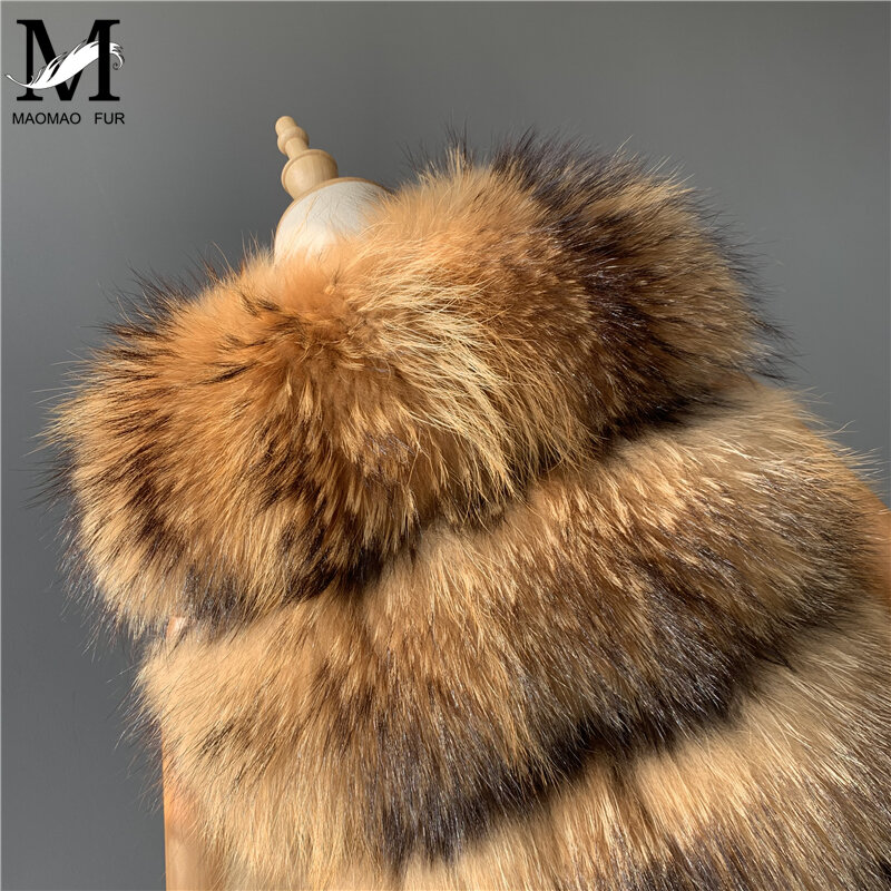 Real Raccoon Fur Vest Women Winter Real Fur Thick Fur Gilet Hot Sale Ladies Natural Raccoon Dog Fur Waistcoat