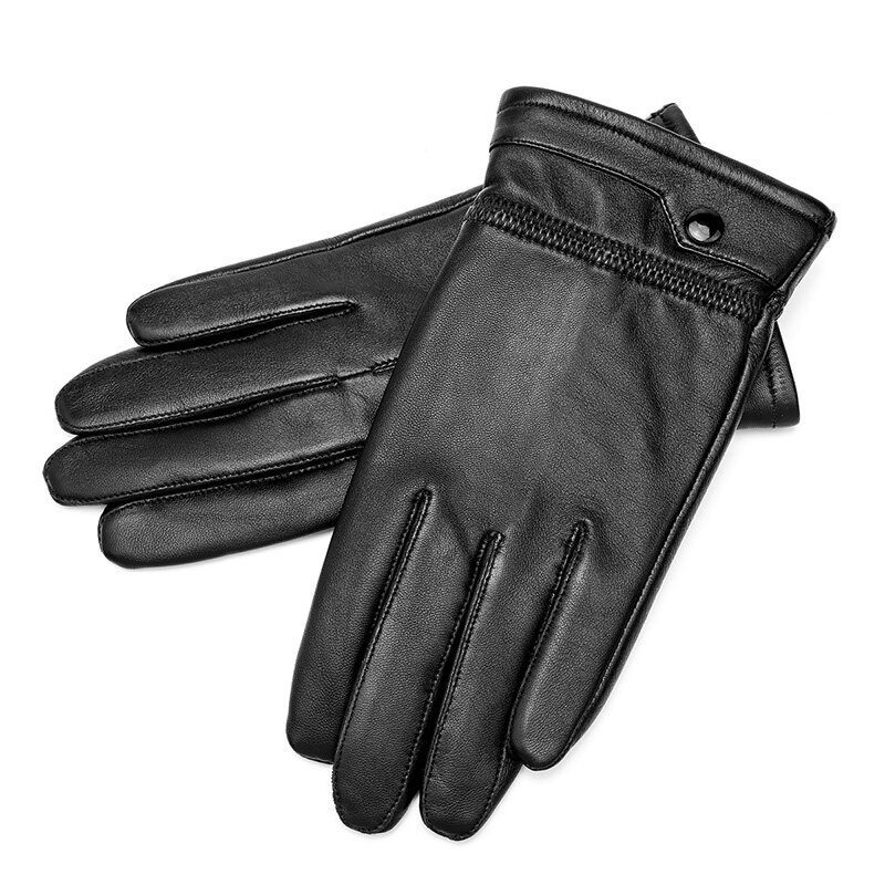 BISON DENIM-guantes térmicos de piel de oveja para hombre, manoplas cálidas para pantalla táctil, ultraligeros, a prueba de viento, para conducir, de invierno