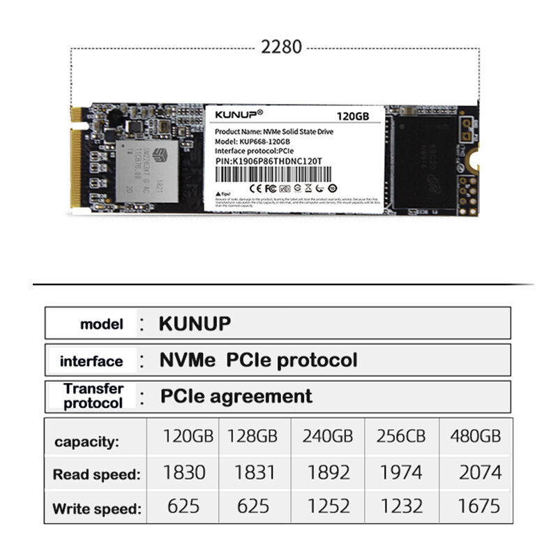 KUNUP NVME 128GB 256GB 1TB M.2 PCIe ssd M2 240gb Solid State Drive 2280 Rigido Interno disco hdd per il Computer Portatile Desktop MSI Asrock