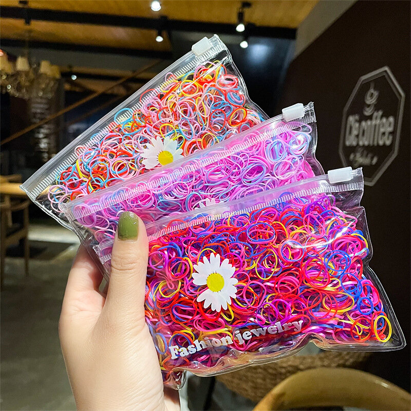 1000pcs/Pack Girls Colorful Small Disposable Rubber Bands Gum for Ponytail Hold Scrunchie Hair Bands Fashion Hair Accessories